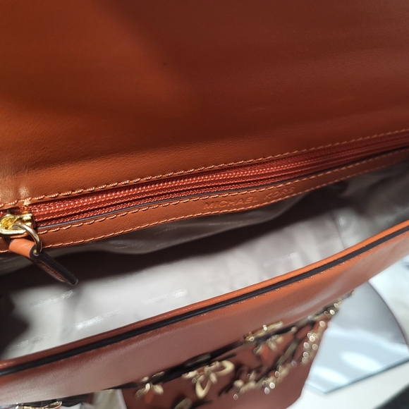 NWOT Michael Kors Flowers Ava Small Leather Top Handle Satchel orange floral bag - Picture 6 of 8